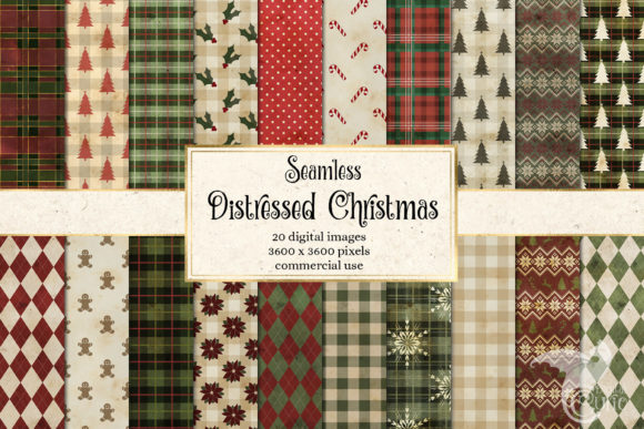 Distressed Christmas Digital Paper: Vintage Charm for Real Creative Projects