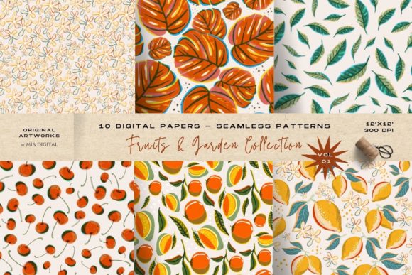 Fruits Garden Leaves Digital Papers