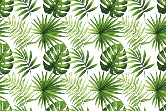 Tropical Leaves Seamless Vector Pattern