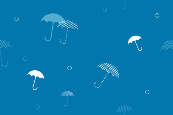 White and Blue Umbrella and Polka Dot Seamless Background for Fabric Pattern
